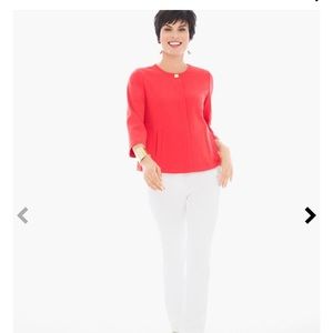 Chico’s Square  Cut Crepe 3/4  Sleeve Orange Career Jacket Sz L NWT